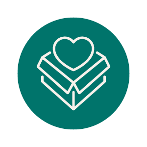 Icon of a heart coming out of an open box.
