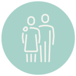 An icon of two people stanidng next to one another. One has their arm around the other.