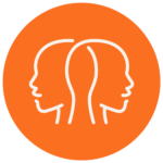 An icon of two faces overlapping.