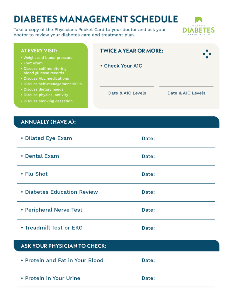 Diabetes Management Schedule Sheet.