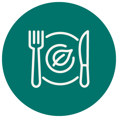 An icon of a plate with a fork and knife.